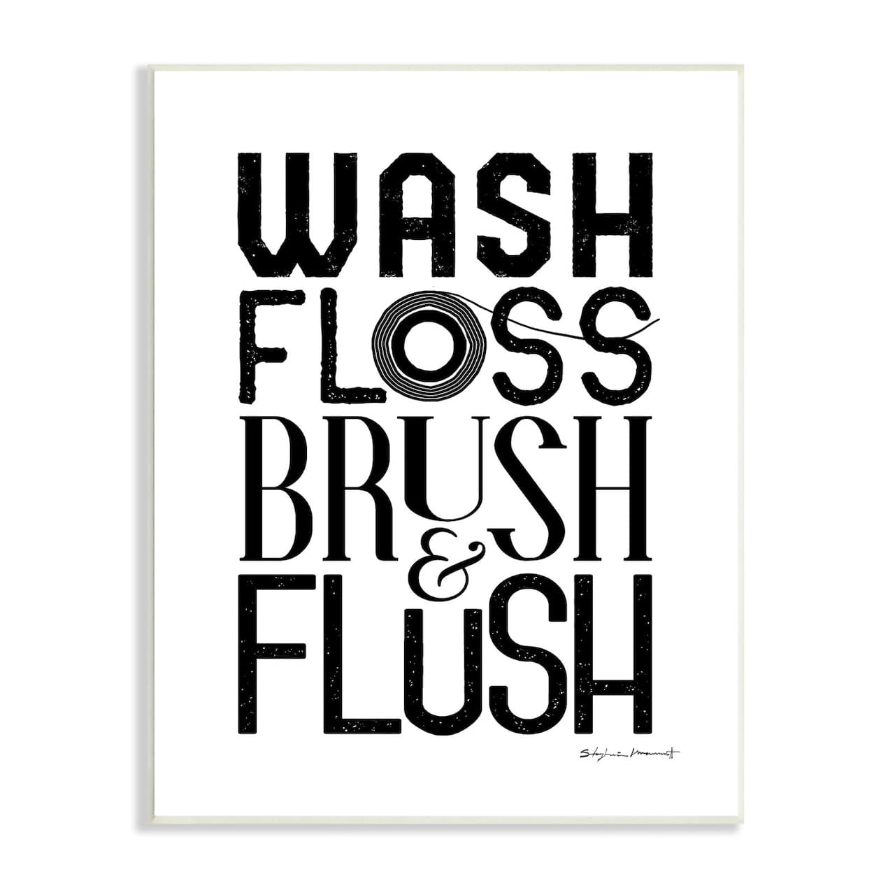 Stupell Industries Bathroom Terms Wash Floss Brush Flush Minimal Text Wall Plaque